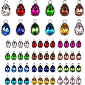Crystal Birthstone Charms Beads, 48 Pcs Teardrop-Shaped Crystal Charms for Jewelry Making Crystal Charms for Bracelet Necklace Making, 12 Colors