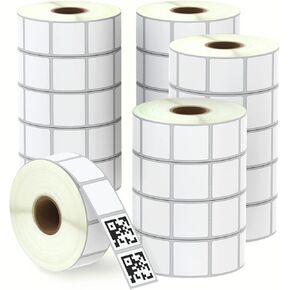 BETCKEY - 1" x 1" (25 mm x 25 mm) Square QR Code Labels Compatible with Zebra & More Label Printer,Premium Adhesive & Perforated [6 Rolls, 8280 Labels]