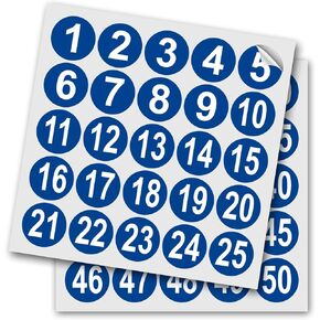Black Consecutive Number Stickers – 1 to 50,1 Set – Vinyl Self Adhesive Premium Decal for Storage, Organizing, Boxes, Bins, Toolbox (Black,1 Inch)