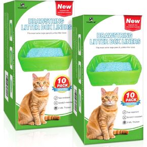 Litter Box Liners Heavy Duty Super Thick 2MIL Jumbo Drawstring Cat Litter Liner Bags 36" x 19" Litter Pan Liners 30 Count