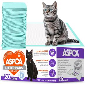 ASPCA Fresh Scented Cat Pad Refills for Litter Box System Size 16.9 x 11.4 Inch - Pack of 20