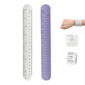 ZAAWUUT Wrist Notepad,To Do List Slap Bracelet,Writable Erasable Strap,Wearable Memo Wristband with Ruler for Student Nurse Teacher Work Daily Planner,Study Task (2-Color-Medium)