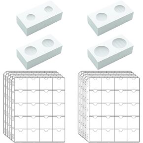 400 PCS Cardboard Coin Flips with 20 Sheets Coin Pocket Pages, 8 Assorted Sizes 2" x 2" Cardboard Coin Holders Coin Flips Coin Collection Supplies for Dime, Dollars, Penny, Quarter, Nickels Collecting