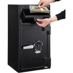 3.4 Cu.Ft Heavy Duty Drop Safe with Drop Slot for Business, 27" x 15.7"x 13.8", Depository Safe for Money with Drop Slot, Office Safe for Money and Mail, Black