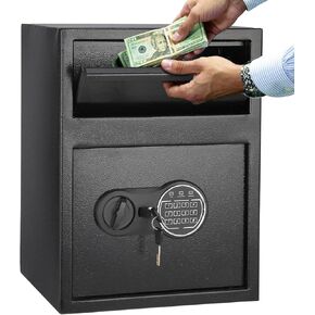 3.4 Cu.Ft Heavy Duty Drop Safe with Drop Slot for Business, 27" x 15.7"x 13.8", Depository Safe for Money with Drop Slot, Office Safe for Money and Mail, Black