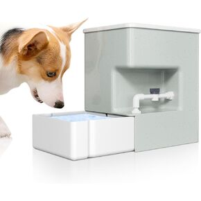 Automatic Pet Water Dispenser 8L Gravity Waterer Ultra Quite Moss-Free Avoid Dirty Water Backflow for Dogs Cats Easy Top Fill Water Feeder Pets Water Bowls 2.11 Gallon (Tank and Bowl) (Grey, 2.11Gal)