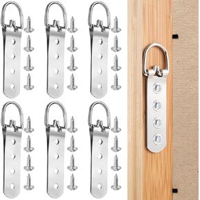 ANCIRS 6 Pcs Super Heavy Duty Extra Large Strap Hanger, 4 Hole D-Ring Picture Hanging Hardware, Heavy Duty D Ring Picture Hangers with 24pcs Screws for Picture, Frame