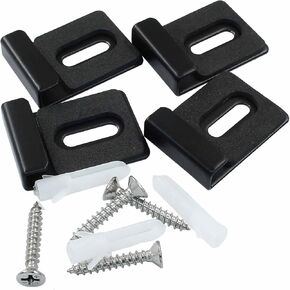 8Pcs Metal Mirror Clips, Heavy Duty Mirror Holder Wall Mounting Mirror Hooks with Screws, Frameless Mirror Clips for Billboard, Picture (Black)