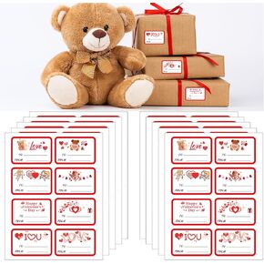 80pcs Valentines Day Stickers, Valentine's Day Gift Tag Stickers, Valentines Day Label Stickers, Valentine's Day to from Stickers, Valentines Day Name Stickers for Envelopes Cards Gift Boxes
