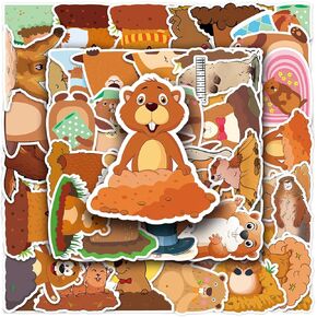 50pcs ملصقات يوم جرذ الأرضي ملصقات هدايا جروس جروس ملصقات ملصقات ملصقات ملصقات حيوانات كرتونية مضحك
