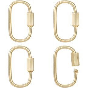 UniCraftale 4pcs المسمار المعدني carabiner قفل القلب الذهبي قفل real 18k الذهب مطلي الطعوم المجوفة core keykain 21.5mm طولها لمجوهرات صنع حقيبة اليد ملحقات حقيبة اليد