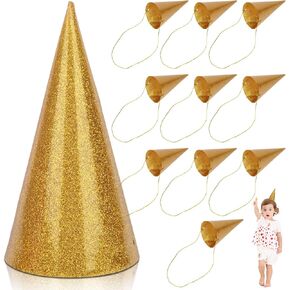 Party Hats,12Pcs Happy Birthday Hat Crown Glitter Cone Party Hat Party Cone Hats Cone