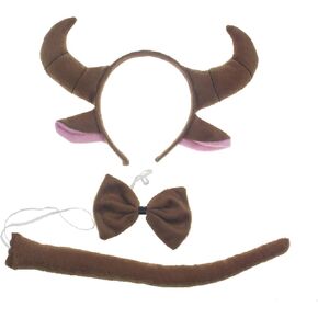 BinaryABC Halloween Cosplay Bull Horns Costume Set,Ox Horn Headband Bow Tie Set,Halloween Party Props