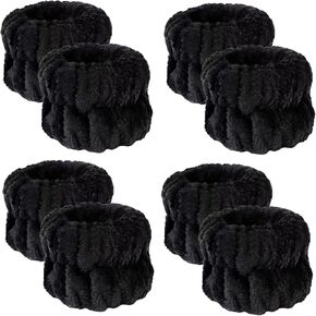 8Pcs Anmieciu Microfiber Spa Wristbands - Wrist Towels for Face Washing, Arm Bands to Prevent Liquid Spilling (Black) in Saudi Arabia