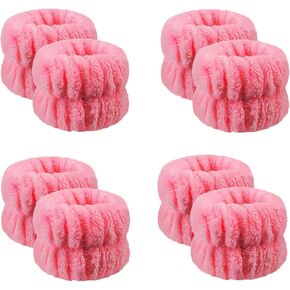 8Pcs Anmieciu Microfiber Spa Wristbands - Wrist Towels for Face Washing, Arm Bands to Prevent Liquid Spilling (Black)