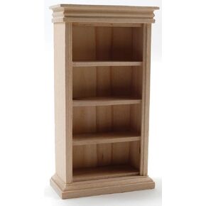 Dollhouse Miniature Unfinished 4-Shelf Bookshelf