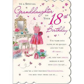 Regal Publishing Milestone Age Birthday Card Age 18 Granddaughter - 9 x 6 inches