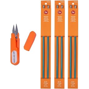 Westlake Art Boye Aluminium Knitting Edele Set ، حجم 10 إبر الحياكة | مجمعة مع مقص التطريز - إبر مستقيمة بحجم 10 بوصات لصياغة سلسة وسهلة الاستخدام لمستويات المهارات [حزمة 3] in Kuwait