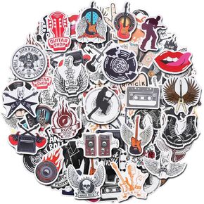 100 Pack Rock and Roll Stickers, Rock Star Party Favors, Birthday Decorations