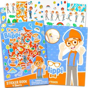 Blippi Stickers and Tattoos Party Favor Set - Bundle with Over 300 Blippi Stickers and 50 Blippi Temporary Tattoos | Blippi Party Supplies for Boys, Girls, Kids