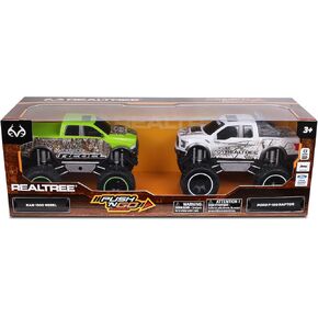 NKOK Realtree: Push & Go Trucks 2 Pack - Ford F-150 Raptor & RAM Rebel - 6.5" Friction Powered Toy Trucks, Officially Licensed, Kids Ages 3+