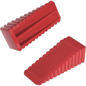 HOMOTEK 4 Pack Wedge Rubber Door Stops - Non-Slip Stoppers for Door Gaps 5-23mm, Wall & Floor Protector for Bottom of Door, Red