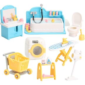 Dollhouse Furniture Set for Kids Toys Miniature Doll House Accessories Pretend Play Toys for Boys Girls & Toddlers Age 3+ with Bedroom