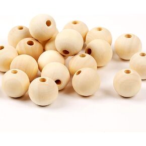 100Pcs 20mm Natural Round Wooden Beads Unfinished Round Ball Loose Beads Crafts for DIY Crafts Home Decoration