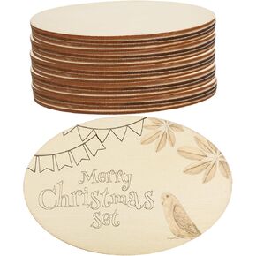 28 Pack Wooden Ovals Crafts Unfinished Wood Oval Cutout Natural Oval Wood Slices Bulk for Painting Wedding Decorations