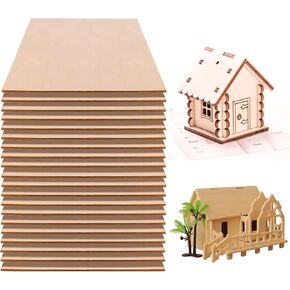 Fabbay 20 Pieces Basswood Sheets Thin Wood Sheets Craft Wood Board Unfinished Plywood for Craft DIY Wooden Plate Model Wooden House Aircraft Ship Boat School (Rectangle Style,12 x 10 x 1/8 Inches)