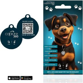 QR Code & NFC Smart Pet ID Tag – Waterproof, Durable, Customizable Digital ID for Dogs & Cats – Easy Setup, Lost Pet Finder, Cloud Storage Option