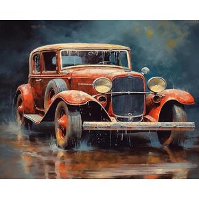 OKSGYTA Paint by Numbers Retro Car Trucks Pickup Classic Cars DIY Canvas Oil Painting Kit Adults Beginner, Pre-Printed Canvas Arts Craft for Home Wall