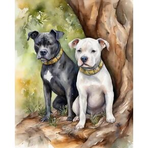 QACEYID DIY Oil Painting Paint by Number Kit Pitbull DIY Painting by Number Kits Oil Paint Drawing Canvas Home Decor, 40x50cm Without Frame