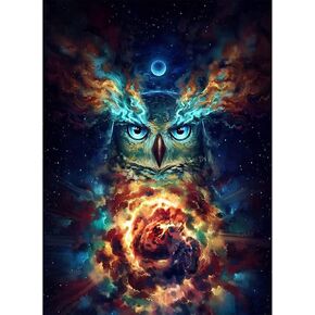 YIYUE Diamond Art Painting Kits for Beginners, Full Round Drill 5D Digital Painting Kit for Kids, Owl Paint for Adults, DIY Paint by Numbers for Relaxation and Home Wall Decor 12x16inch, No.3