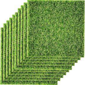 Mudder 10 Pieces Artificial Garden Grass Fairy Grass Lawn Miniature Ornament Garden Dollhouse DIY Simulation Moss Craft Decor, 6 x 6 Inches