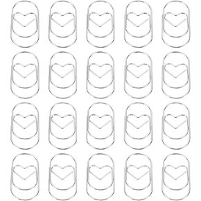 yokive 20 pcs paper clips ، مقاطع على شكل قلب ، حافظ على طاولة أنيقة ، رائعة للمكتب ، الفن ، المنزل ، الاستخدام اليومي (نغمة فضية ، 2 بوصة)