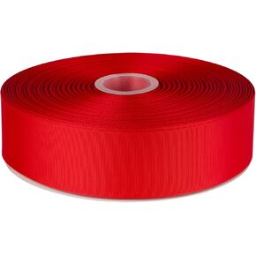 2 "× 100 ياردة شريط Grosgrain الصلب لحفلات تغليف الهدايا ، زخرفة الزفاف ، خياطة الحرف (أحمر)