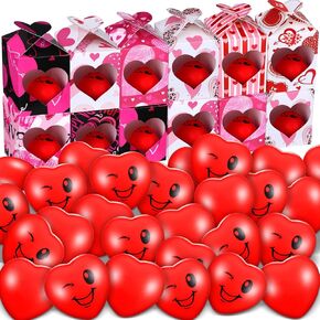 40 مجموعة كرات قلب عيد الحب ابتسامة الوجه ألعاب الضغط مع قلب عيد الحب مربع هدايا وجه الرغوة كرات تخفيف الإجهاد لعيد الحب هدايا الحفلات الحفلات الفصول الدراسية مكافأة لعبة تبادل الفصول الدراسية