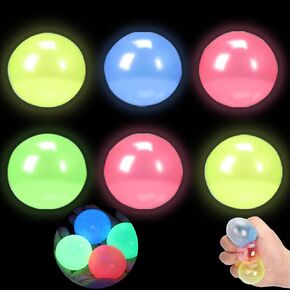 Glow in The Dark Sticky Balls-Luminous Stress Relieving Balls Fun Decompression Fidget Toy,Adult Stress Balls,Children's Autism Stress Relief Toys(4Pcs)