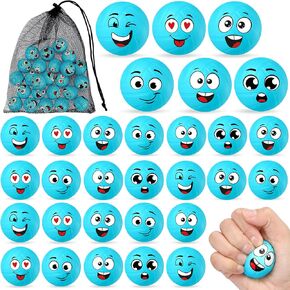 Shappy 48 Pcs Mini Volleyball Stress Balls 1.57" Squeeze Sports Stress Volleyball Ball Bulk with Black Mesh Drawstring Bag 6 Style Emotion Foam Volleyball Toys for Kid Birthday Party Favor (Blue)