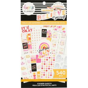Happy Planner Sticker Pack for Calendars, Journals, and Diaries, Multicoloured Scrapbook Accessories, Beautiful Blooms Theme, 25 Sheets, 264 Total Stickers in Kuwait