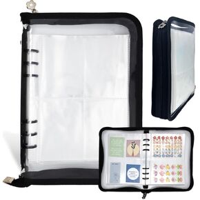 Sticker Organizer Binder Sticker Storage Book Collecting Album for Collecting Stickers A5 Reusable Sticker Collection Holder Book with 40 Sheet Pocket Zipper Sticker Keeper Book (Pink)