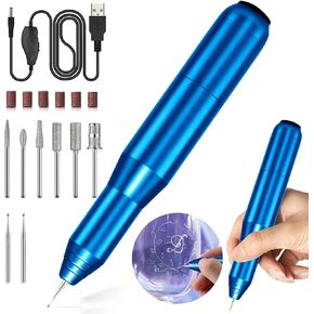 FOLAI USB Rechargeable Engraving Pen - Versatile Customizer Engraver Tool for Jewelry, Wood, Metal,Plastic,Glass,Stone,Manicure & More -Portable, Ideal for DIYers (Blue)