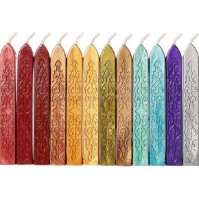 Bememo 12 Pieces Sealing Wax Sticks with Wicks Antique Fire Manuscript Sealing Wax for Seal Stamp(Christmas Color)