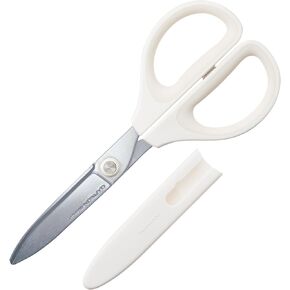 Kokuyo Saxa Glueless Scissors, White, 3D Blade, Symmetrical Handle for Both Right-hand and Left-hand, with Safety Cap, Japan Import (HASA-P280W)