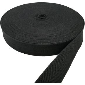 Cotton Twill Tape 1 Inch Wide 50 Yard Soft Natural Herringbone Cotton Webbing Roll forDIY Craft Making (1 inch, 50 Yards, Black)