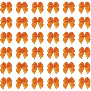 Tupalizy Mini Satin Ribbon Bows Small Craft Sewing Fabric Bows for Christmas Decoration Scrapbook Gift Bags Greeting Invitation Cards Cake Toppers Wedding Party Favor, 25x25mm, 50PCS (Coffee)