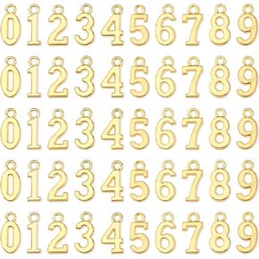 KALIONE 50Pcs Metal 0-9 Number Charm Pendants 0-9 Charms for DIY Craft Keychains DIY Jewelry Making Accessories