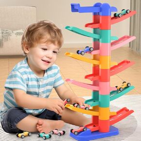 Car Ramp Toys, Race Track Car Toy for Toddler Age 3 4 5 6 Year Old Boy with 12 Mini Cars, Gift for Toddlers Boys Girls Age 18 Months and Up