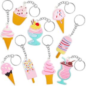 Sasylvia 36 Ice Cream Party Favors Keychain Gifts Cute Ice Cream Party Decorations for Appreciation Thank You Gifts
